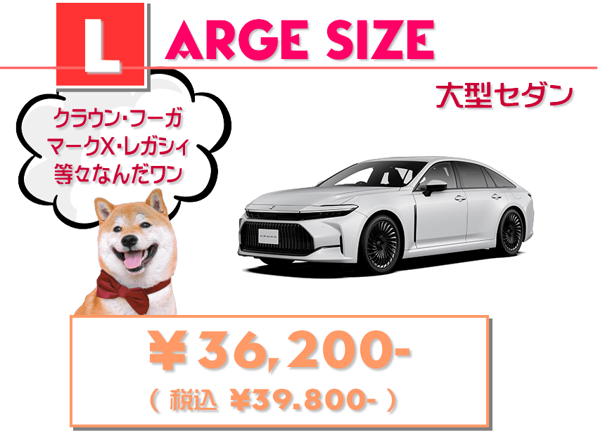 大型セダン 車内水洗いクリーニング 価格 ￥39,800- コミコミ価格でお得です